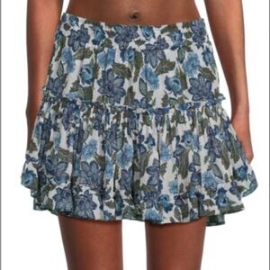 MISA marion mini skirt blue floral tiered ruffle size S